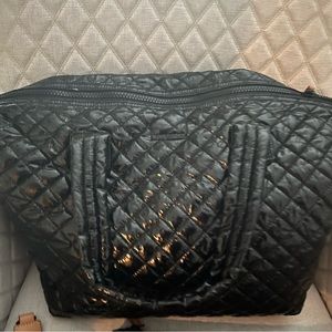 MZ Wallace large Sutton bag with removable crossbody strap in black lacquer